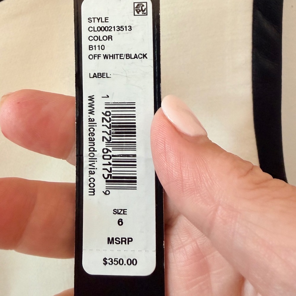NWT $350 ALICE + OLIVIA Cream Black Classic Luxe Minimalist Designer Dress Sz 6 - Picture 2 of 10